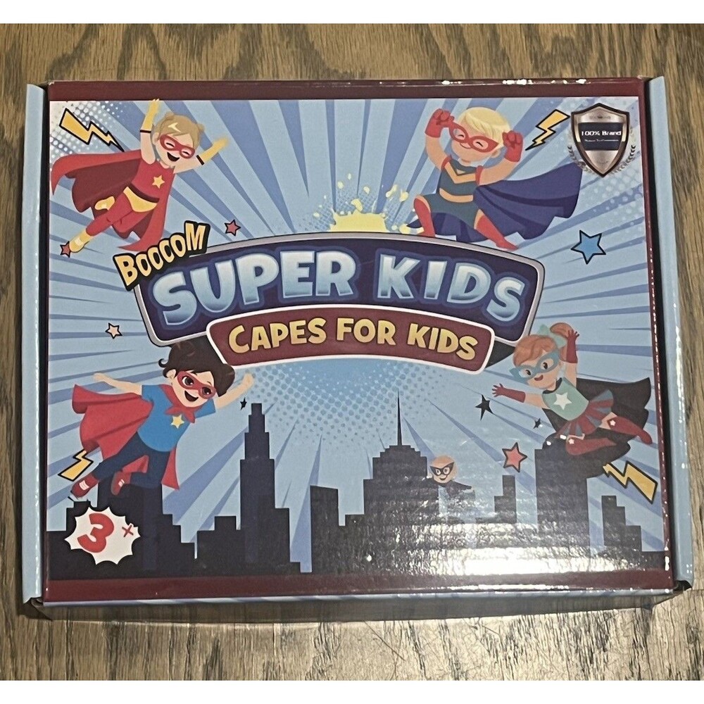 BOOOOM Super Kids Capes For Kids 6 Costumes With Masks Unisex Ages 3 +